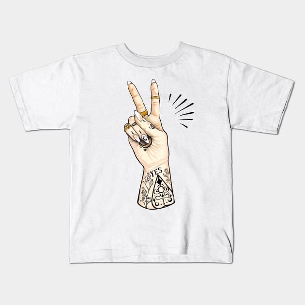 Ouija Hand - YES Kids T-Shirt by PaperTigress